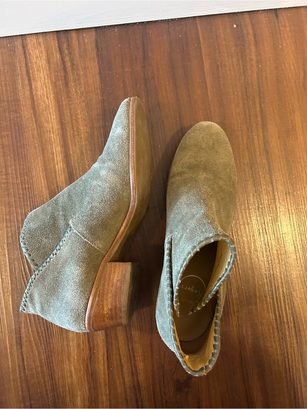 Jack Rogers Suede Ankle Boots in Olive Green - Women's Chelsea Style